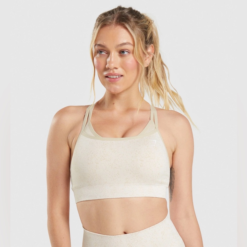Gymshark adapt fleck seamless sports bra mineral coconut white medium